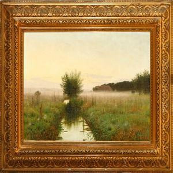 An Early Morning In September Outside Vordingborg Oil Painting by Hans Gabriel Friis