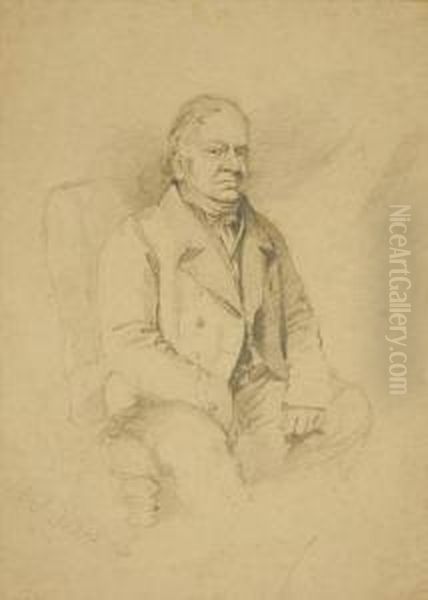 Study Of Agentleman, Three Quarter Length, Seated Oil Painting by Alfred Downing Fripp