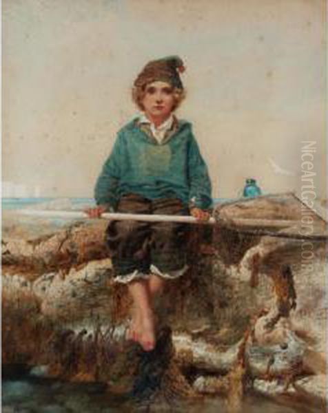 The Little Shrimper Oil Painting by Alfred Downing Fripp