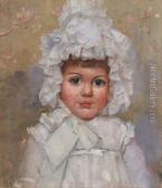 Bonnets And Eyes, A Portrait Of Lorna Smith Oil Painting by Thomas William Roberts