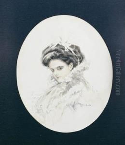 Portrait Of Mrs Leonard Dodds Oil Painting by Thomas William Roberts