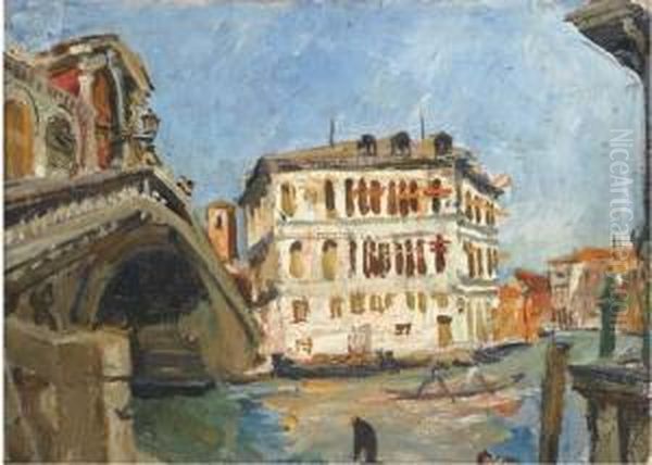 Venezia Al Ponte Di Rialto Oil Painting by Donato Frisia