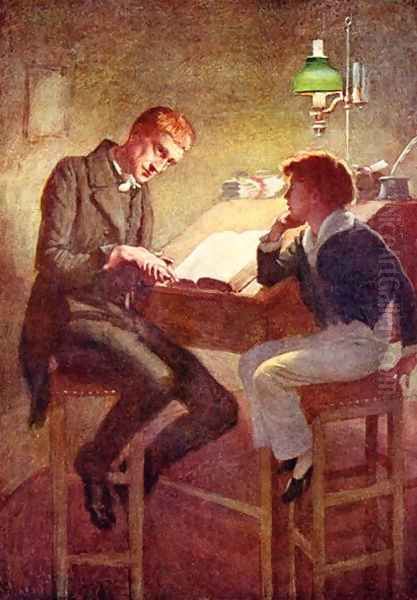 David Copperfield and Uriah Heep, 1924 Oil Painting by Harold Copping