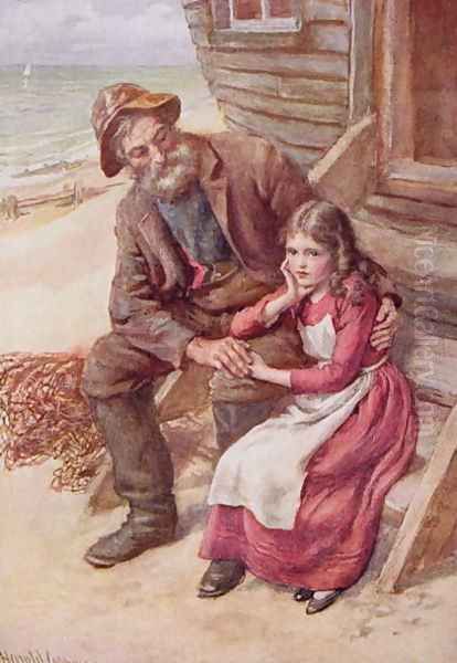 Peggotty and Little Emily Oil Painting by Harold Copping