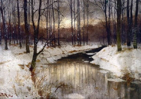 Streamin Winter Oil Painting by Max Fritz