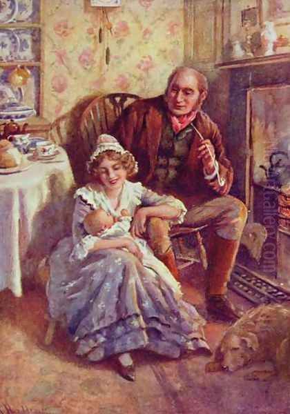 John and Dot Peerybingle, 1924 Oil Painting by Harold Copping