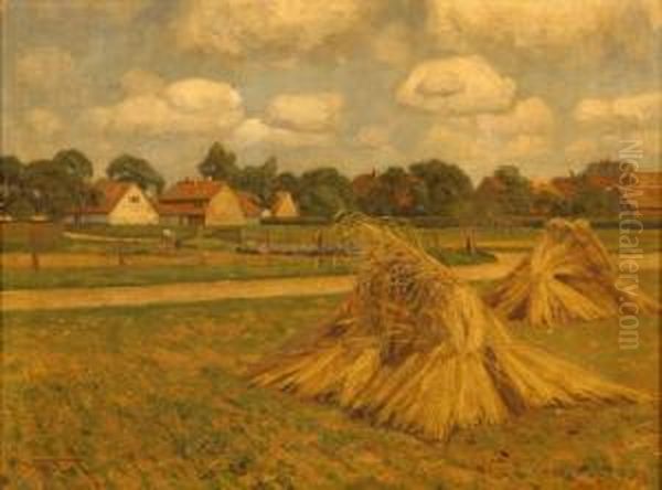 Summerday In The Countryside Oil Painting by Wilhelm Fritzel