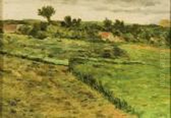 Bauernhauser Am Feldrand Oil Painting by Wilhelm Fritzel