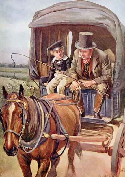 Banks Drives David to Yarmouth, 1924 Oil Painting by Harold Copping