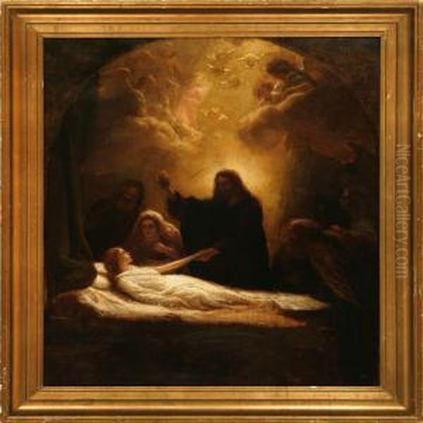 Jesus Heals The Daughter Of Jarius Oil Painting by Lorenz Frolich