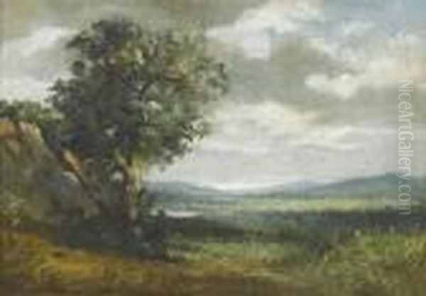 A Landscape With A Lake Oil Painting by Otto Frolicher