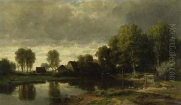 Abendlandschaft. Oil Painting by Otto Frolicher