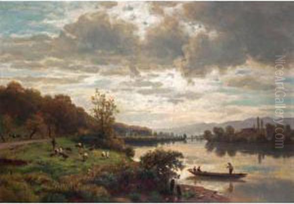 The Aare Near Dreibeinskreuz Oil Painting by Otto Frolicher