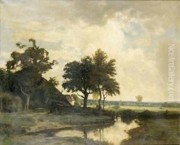 Landschaft Mit Teich Und Gehoft. Oil Painting by Otto Frolicher