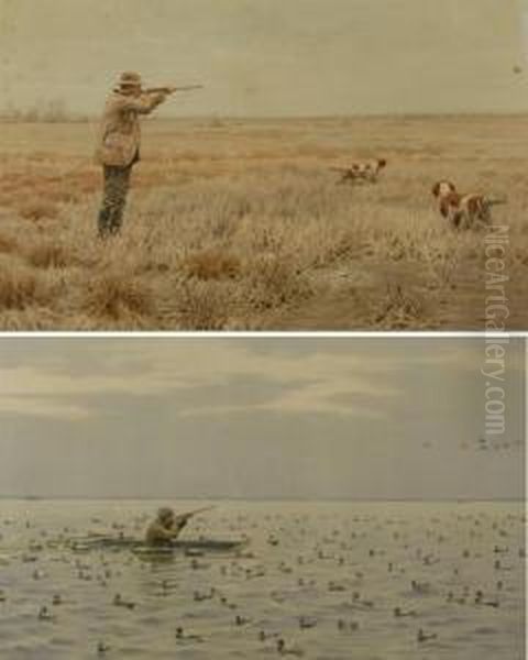 Duck Shooting From A Battery Oil Painting by Arthur Burdett (Sr.) Frost