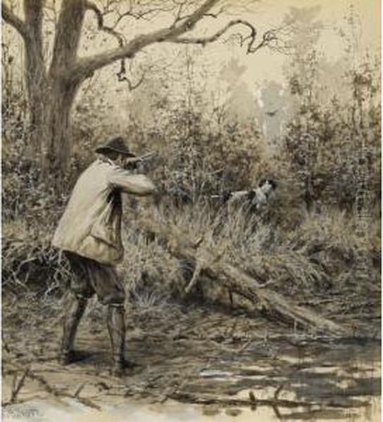 Woodcock Shooting Oil Painting by Arthur Burdett (Sr.) Frost