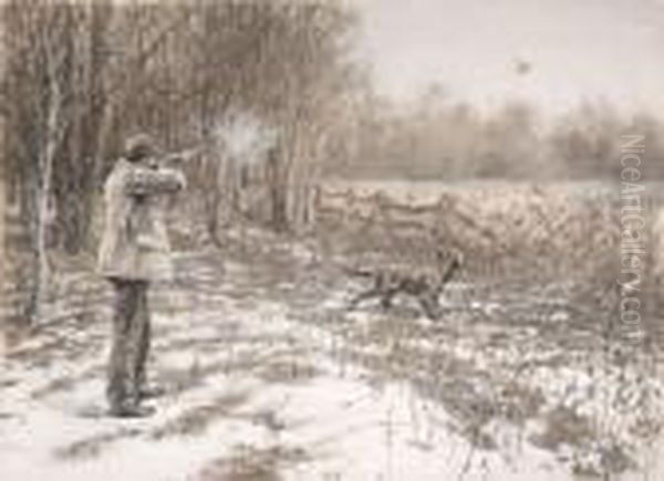 A Shot In The Open Oil Painting by Arthur Burdett (Sr.) Frost