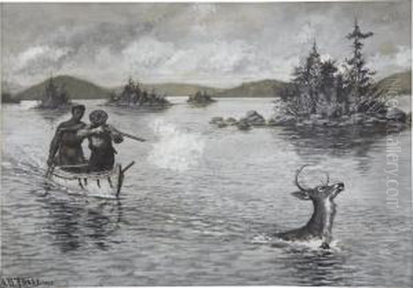 Watering The Deer Oil Painting by Arthur Burdett (Sr.) Frost