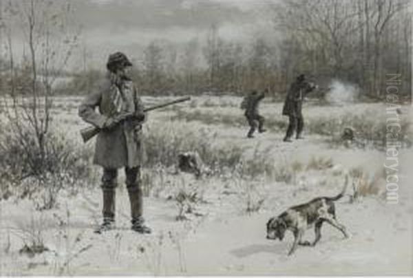 Rabbit Hunting Oil Painting by Arthur Burdett (Sr.) Frost