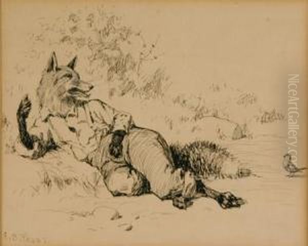 Brer Fox Oil Painting by Arthur Burdett (Sr.) Frost