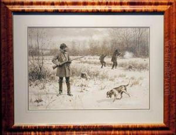 Rabbit Hunting Oil Painting by Arthur Burdett (Sr.) Frost