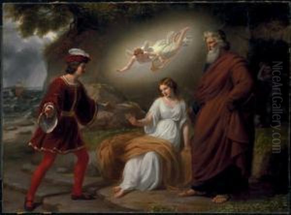 The Meeting Of Ferdinand And 
Miranda With Prospero, From William Shakespeare's The Tempest Oil Painting by William Edward Frost