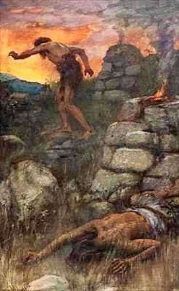 Cain and Abel Oil Painting by Harold Copping