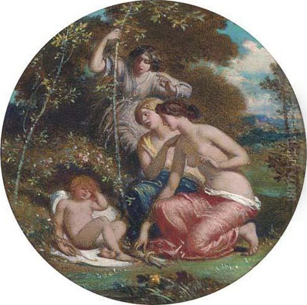 Disarming Cupid Oil Painting by William Edward Frost