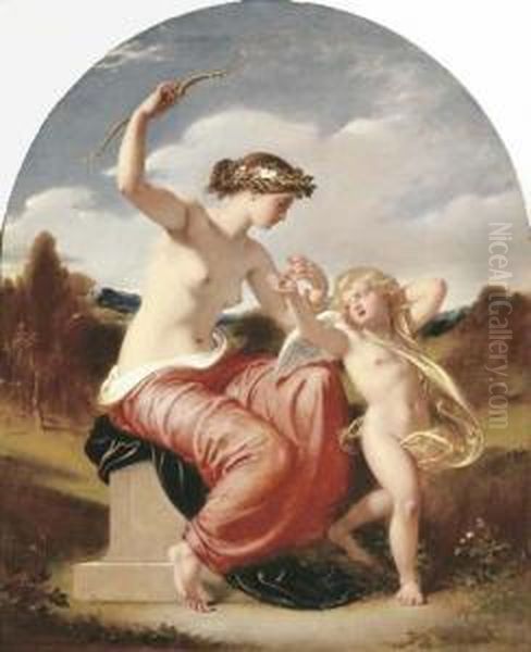 Venus Disarming Cupid Oil Painting by William Edward Frost