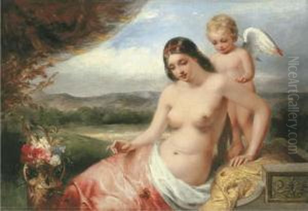 Venus And Cupid Oil Painting by William Edward Frost