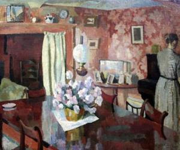 Interior Scene, Lady Beside A Piano Oil Painting by Roger Eliot Fry