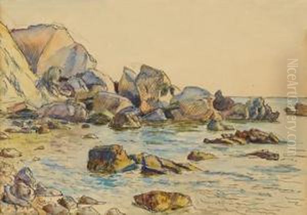 Rocky Coastal View Oil Painting by Roger Eliot Fry