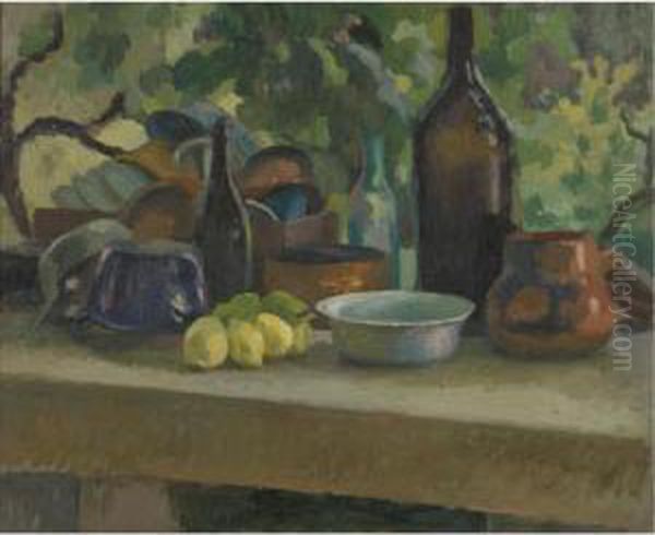 Still Life With Lemons And Casserole Oil Painting by Roger Eliot Fry