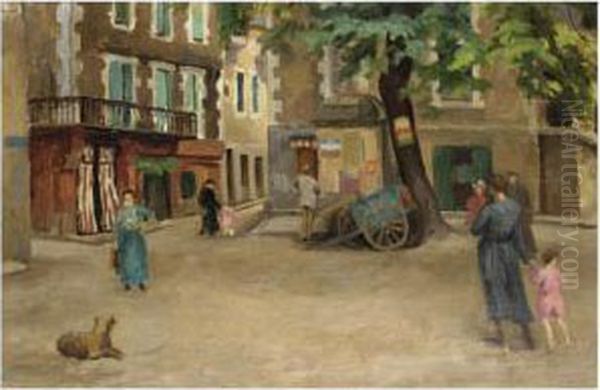 Town Square, South Of France Oil Painting by Roger Eliot Fry