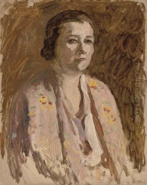 Countess Budberg; And A Pastel Of Rome By The Same Hand Oil Painting by Roger Eliot Fry