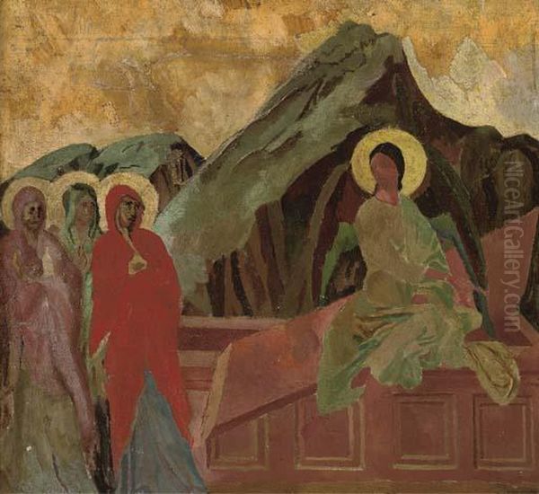 Christ Rising From The Tomb; Predella Oil Painting by Roger Eliot Fry