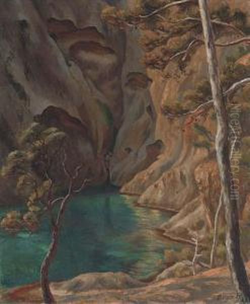 The Blue Pool Oil Painting by Roger Eliot Fry