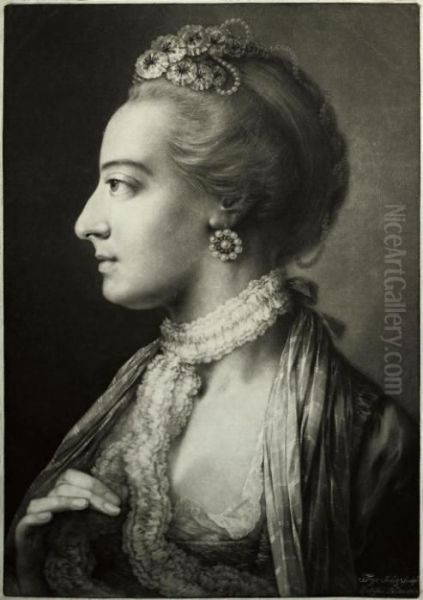 A Fashionable Lady, In Profile To The Left, From Oil Painting by Thomas Frye