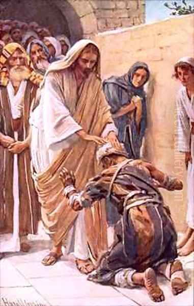 The healing of the leper Oil Painting by Harold Copping