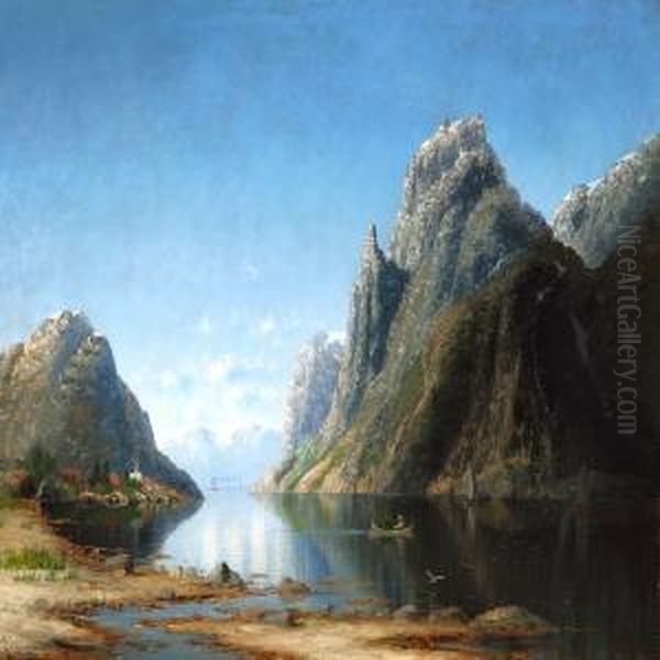 Norwegian Fiord Oil Painting by Therese Fuchs