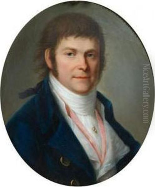 Portrait D'homme En Redingote Bleue Oil Painting by Friedrich Heinrich Fuger