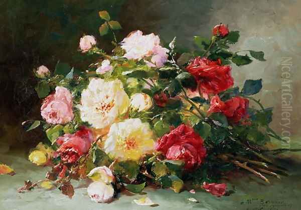 A Bouquet of Roses Oil Painting by Eugene Henri Cauchois