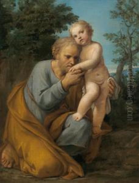 San Giuseppe Con Gesu Bambino Oil Painting by Friedrich Heinrich Fuger