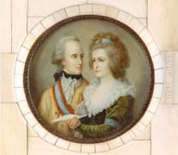 Couple D'aristocrates Autrichiens Oil Painting by Friedrich Heinrich Fuger