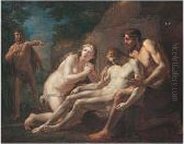 Adam And Eve Lamenting The Death Of Abel Oil Painting by Friedrich Heinrich Fuger