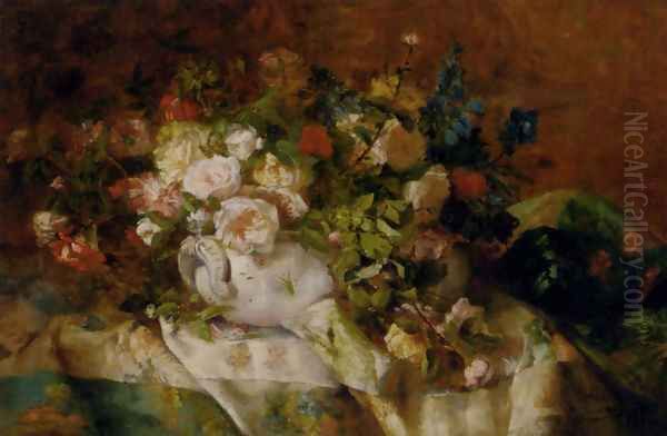 A Summer Bouquet Oil Painting by Eugene Henri Cauchois