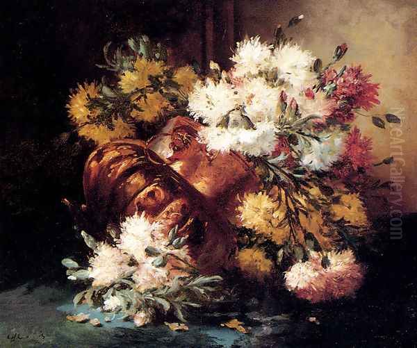 Floral Still Life Of Spring And Autumn I Oil Painting by Eugene Henri Cauchois