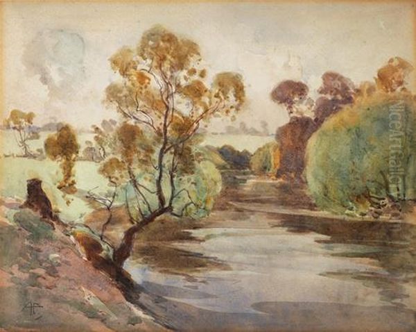 Near Hawkesbury River Oil Painting by Albert Henry Fullwood