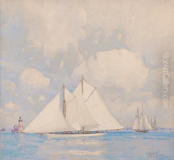 Big Cutters In Light Airs Oil Painting by Albert Henry Fullwood