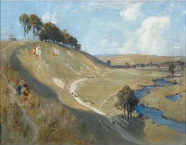 Valley Of The Somme Oil Painting by Albert Henry Fullwood